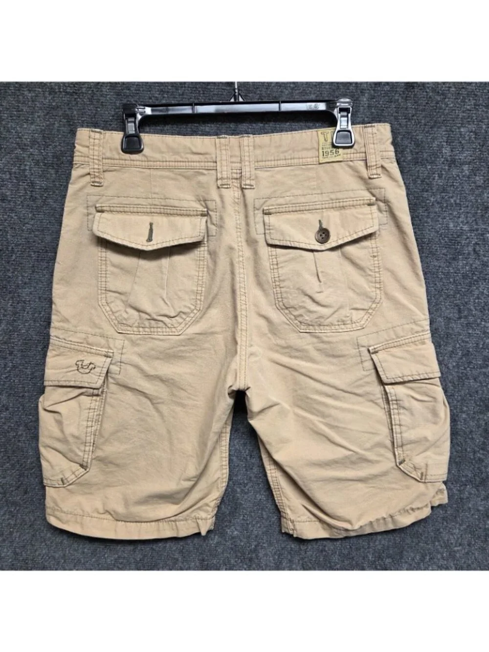 True Religion Shorts Mens 29 Brown Cargo Trooper Distressed MISSING BUTTON